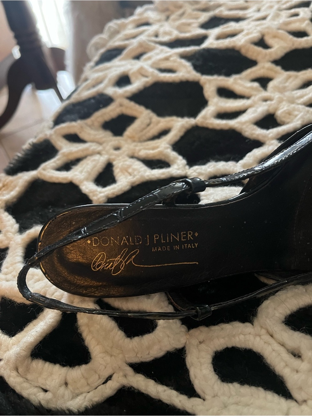 Donald J. Pliner Black Patent Slingback Mule